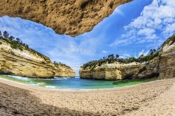 Magnificent little beach in the bay of Pacific ocean. The Great Ocean Road of Australia. The