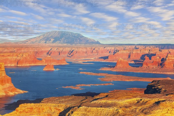 States of Utah and Arizona. USA. Lake Powell is a reservoir on the Colorado River. Huge lake of