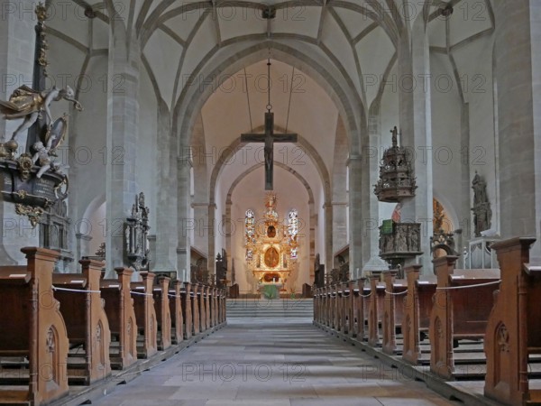 View of the altar in Merseburg Cathedral of St John and St Laurentius. Saxony-Anhalt, Germany,