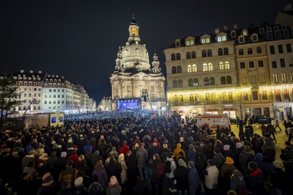 32nd Christmas Vespers and historic Christmas market on Neumarkt square in front of the