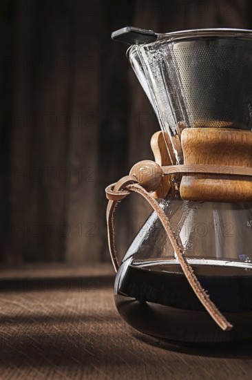 Alternative Method To Make Delicious Flavoured Coffee. Glass Coffee Dripper. Hot Fresh Brewed