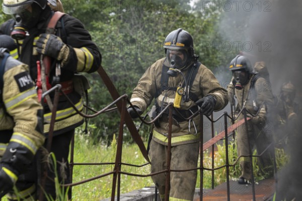 PETROPAVLOVSK-KAMCHATSKY CITY, KAMCHATKA PENINSULA, RUSSIA, AUG 7, 2019: Fire brigade of Fire