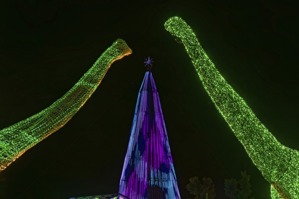 Illumi light show event, 25 million lights, Jurassic kingdom, Laval, Province of Quebec, Canada,