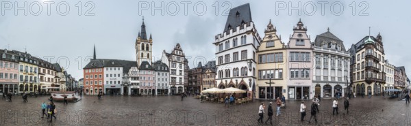 Trier, Rhineland-Palatinate, Germany, 04 15 2019, 180 degrees extra large panoramic view over the