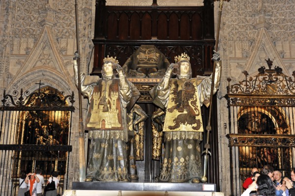 Sarcophagus of Christopher Columbus in the interior of the Cathedral of Santa María de la Sede in