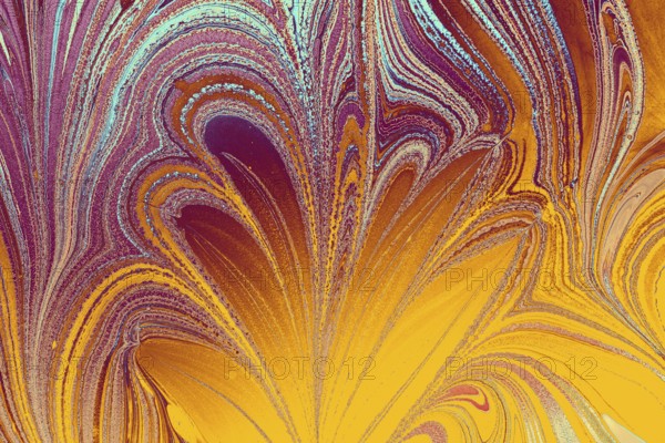 Abstract marbling floral pattern for fabric, tile design. background texture
