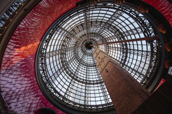 Melbourne, Australia, December 18, 2020: Busy Melbourne Central and Shot Tower with Christmas