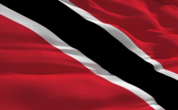Fluttering flag of Trinidad and Tobago on the wind