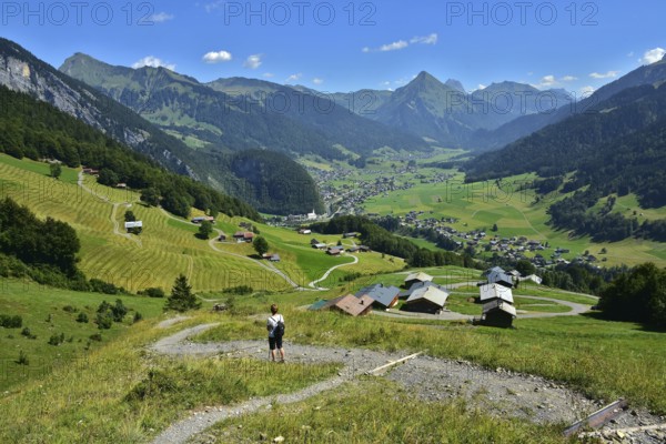 View of Au and Schoppernau in the Bregenzerwald, Vorarlberg, Austria, View of Au and Schoppernau in