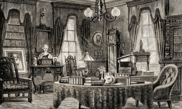 Longfellow's study, Craigie House, West Cambridge, Massachusett s, home of Henry Wadsworth