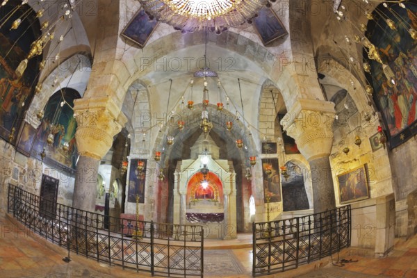 Jerusalem - September 3: Hall of the Holy Sepulchre in September 3, 2012 in Jerusalem. Ornate