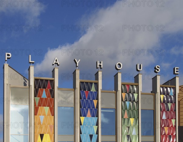 Leeds, West Yorkshire, United Kingdom, 22 February 2020: the brightly coloured facade of the new