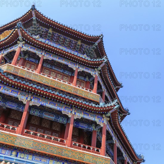 Landmark Tower of Buddhist Incense at the Summer Palace in Beijing, China in March 2018, Beijing,