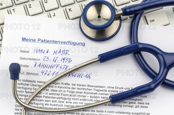 A living will in German. Instructions for the doctor or hospital in the event of a terminal illness