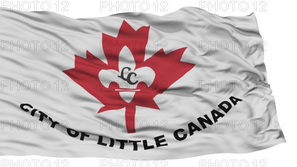 Isolated Little Canada City Flag, City of Minnesota State, Waving on White Background, High
