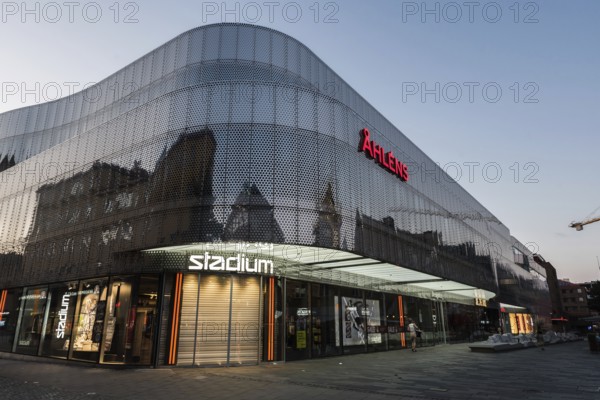 Uppsala, Uppland, Sweden, 07 27 2019 Contemporary glass and steel design of the Alens Stadium