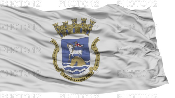 Isolated San Juan City Flag, Capital City of Puerto Rico, Waving on White Background, High