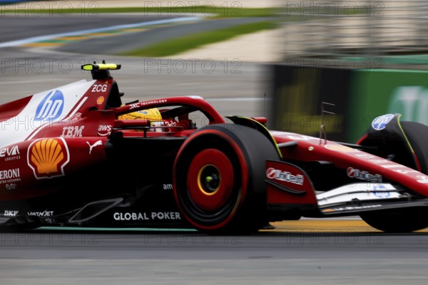 Lewis Hamilton of Great Britain drives the Scuderia Ferrari HP SF-25 during third practice in the