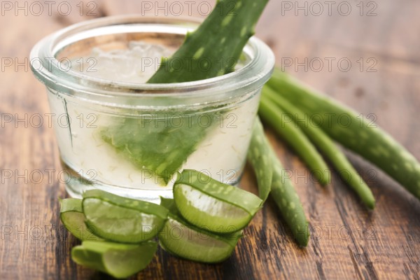 Aloe vera juice with fresh leaves