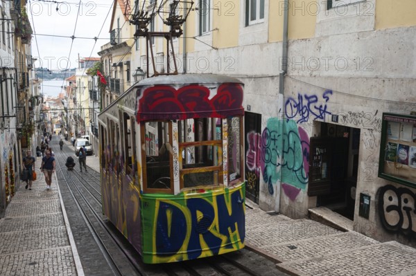 11.06.2018, Lisbon, Portugal, Europe, Tramway Ascensor da Bica also known as Bica Funicular in the