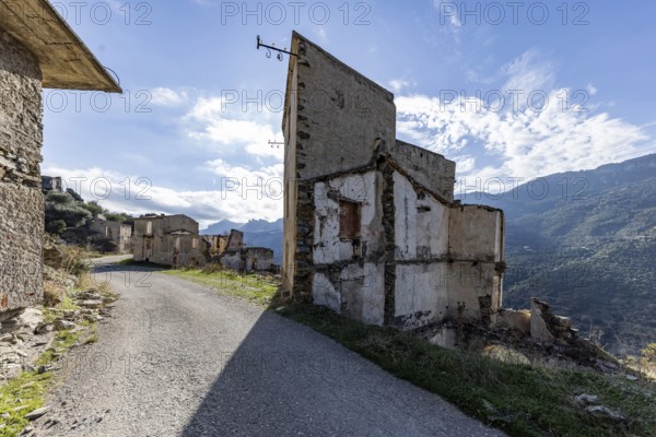 Lost place, abandoned houses and ruins in the ghost village, Gairo Vecchio, Gairo, Ogliastra,