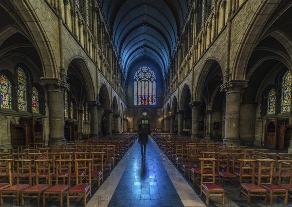 Molenbeek, Brussels Capital Region, Belgium 10 02 2019, Neo gothical interior design of the Saint