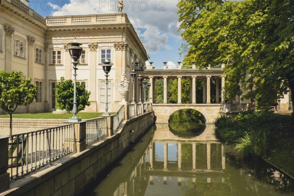 Warsaw Poland May 2022 Baths classicist Palace on the Isle in Lazienki Park touristic place in