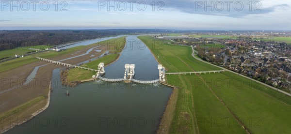 Aerial view of the Driel Weir in the Netherlands. It makes part of the weir complex Amerongen,