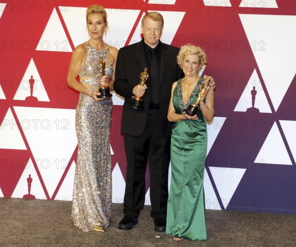 Kate Biscoe, Greg Cannom and Patricia Dehaney at the 91st Annual Academy Awards, Press Room held at
