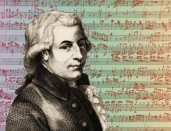 Wolfgang Amadeus Mozart, 1756 – 1791, composer of classical music, First Viennese School, notesheet