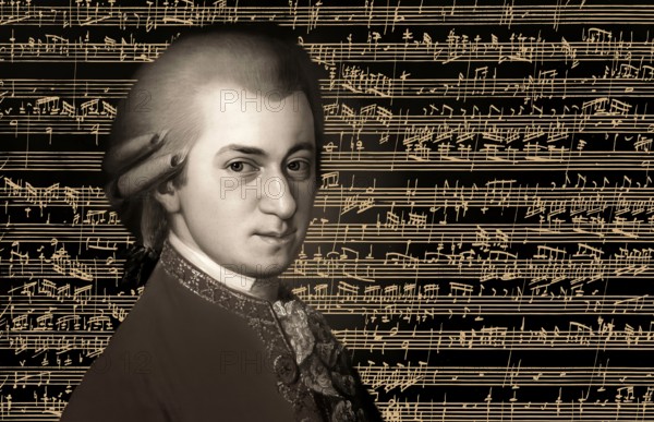 Wolfgang Amadeus Mozart, 1756 – 1791, composer of classical music, First Viennese School, notesheet