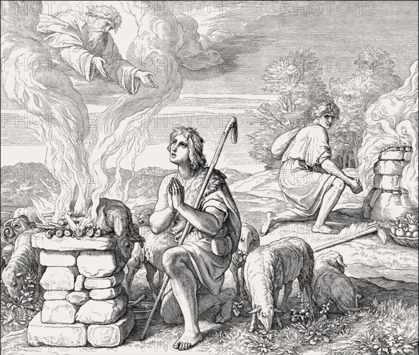 Cain and Abel offer their sacrifices, by Julius Schnorr von Carolsfeld, 1860