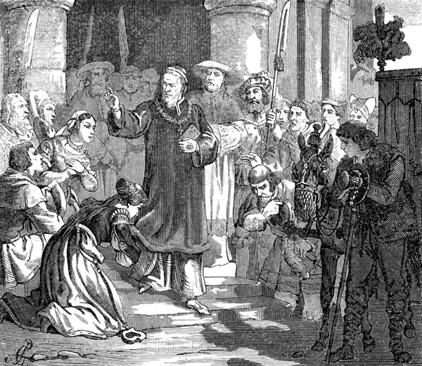 Pope Gregory VI leaving Avignon, Pope from 1 May 1045 until his abdication at the Council of Sutri