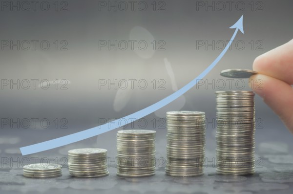Great concept of savings, economy, pile of coins