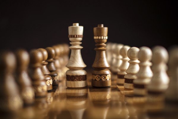 Chess on a dark background. A puzzle game with tricky combinations that requires planning and