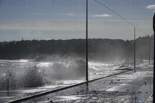 Destruction on the coast of the Côte d'Azur in Roquebrune Cap Martin and Menton after storm in