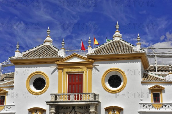 Entrance area, Plaza de Toros de la Maestranza bullring in Seville, Andalusia, Spain, Europe,
