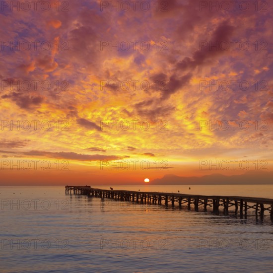 Majorca Muro beach sunrise in Alcudia Bay Mallorca at Balearic Islands of Spain