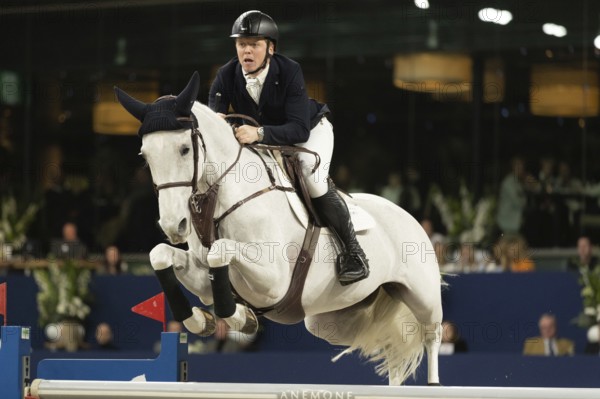 Matthew Sampson of Great Britain competes in 1.60m FEI Jumping World Cup at Jumping Amsterdam in