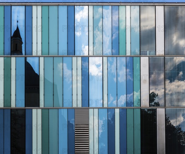 Munich, Bavaria/ Germany, 07 29 2018: abstract rectangular blue windows of a contemporary office