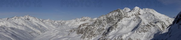 Ötztal Alps with Vernagt and Wildspitze, view from Grawandjoch, Schnalstal Valley, South Tyrol,
