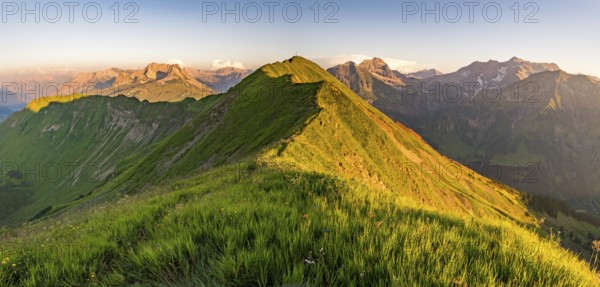 Fantastic sunset tour on the beautiful panoramic mountain Hoferspitze near Schrocken in the Allgau
