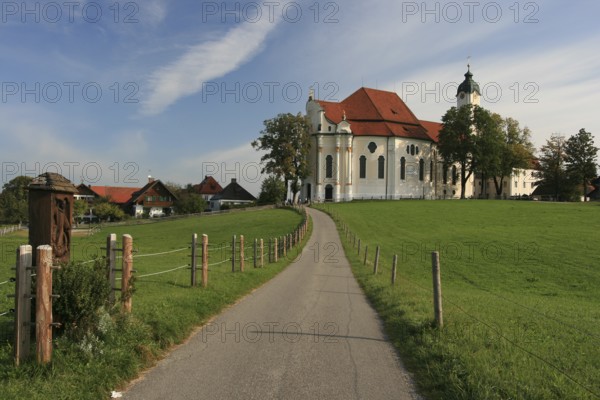 Wieskirche or Pilgrimage Church of the Scourged Saviour on the Wies, Steingaden, in Rococo style,