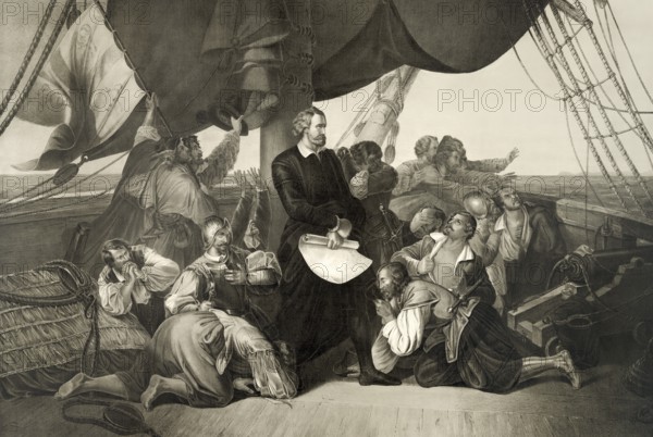 The first sight of the new world, Christopher Columbus landing at San Salvador Island on 12 October