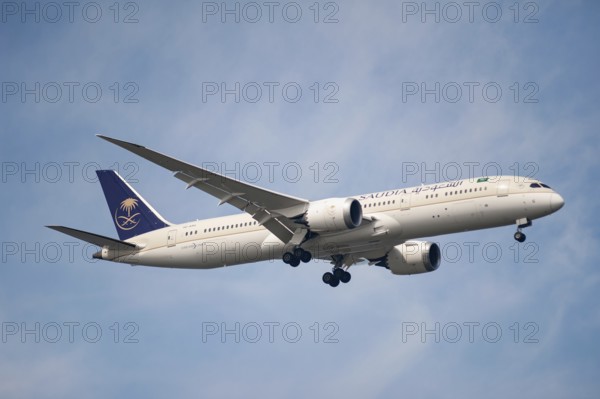 26.07.2023, Singapore, Republic of Singapore, Asia, A passenger aircraft of the Saudi Arabian
