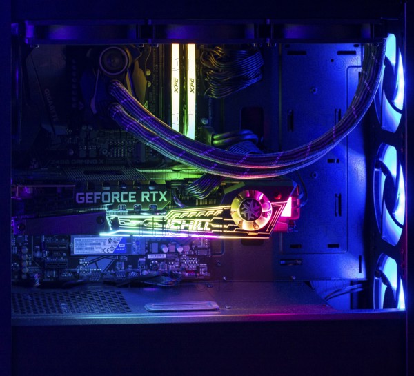 Nova Bana, Slovakia, March, 18, 2023 : NVidia GeForce RTX 3080 graphics card inside the gaming PC
