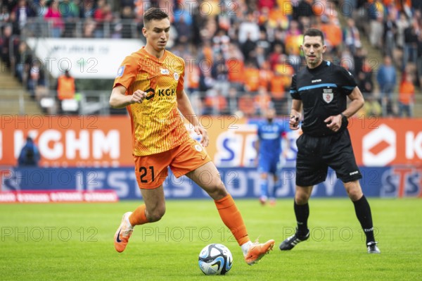 LUBIN, POLAND - AUGUST 6, 2023: Football match Polish PKO Ekstraklasa between KGHM Zaglebie Lubin