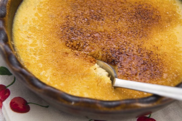 French dessert - cream brulee, burnt cream, lodz, poland