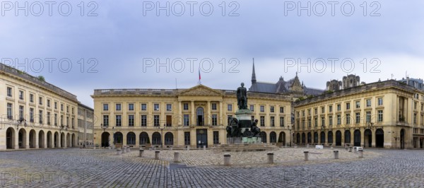 Reims, France- 13 September, 2022: panorama view of the Place Royal Square in downtown Reims with