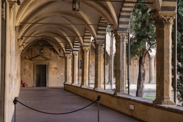 FLORENCE, ITALY, SEPTEMBER 21, 2023, Cloister of the monastery of church Santa Maria Novella in